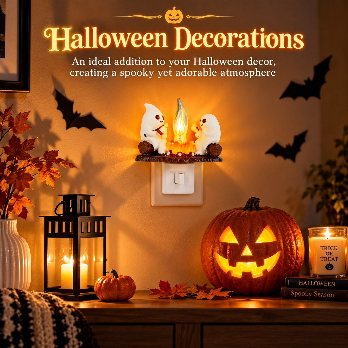 Ghost Campfire Flickering Night Light Spooky Halloween Home Decoration