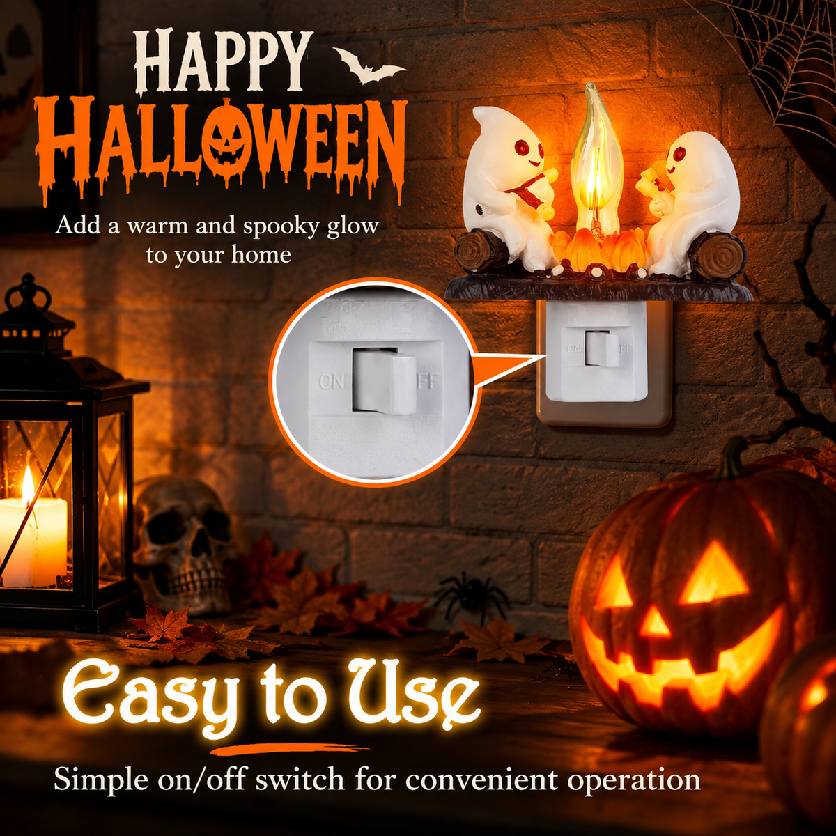 Ghost Campfire Flickering Night Light Spooky Halloween Home Decoration