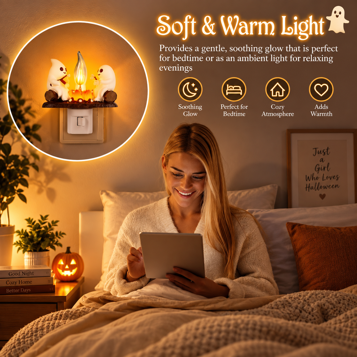 Ghost Campfire Flickering Night Light Spooky Halloween Home Decoration