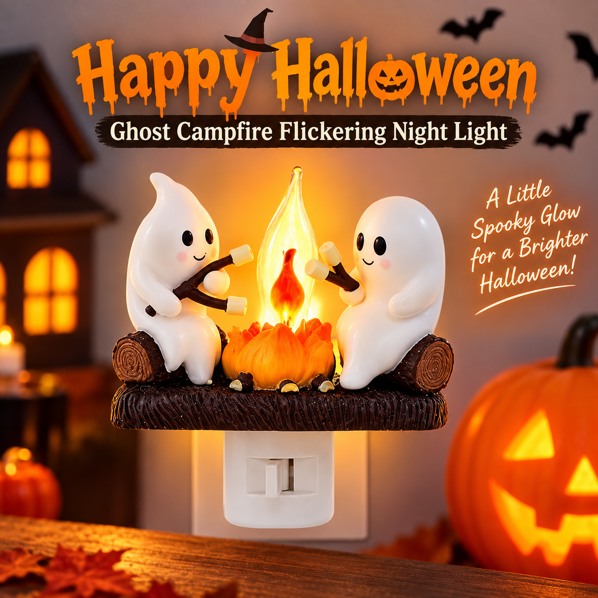 Ghost Campfire Flickering Night Light Spooky Halloween Home Decoration