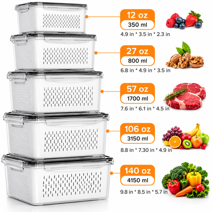 Fresh Produce Storage Containers – Airtight Fruit & Veggie Keeper