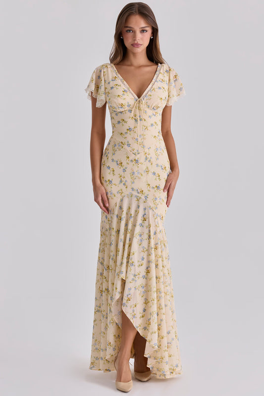 Dreamy Lemon Floral Maxi Dress