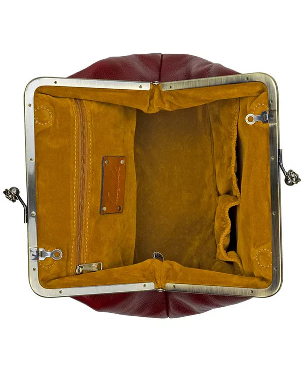 Genuine Leather Kiss-Lock Handbag — Timeless Everyday Purse for Women