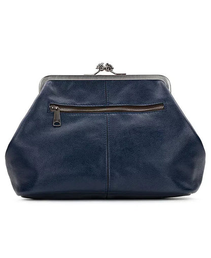 Genuine Leather Kiss-Lock Handbag — Timeless Everyday Purse for Women