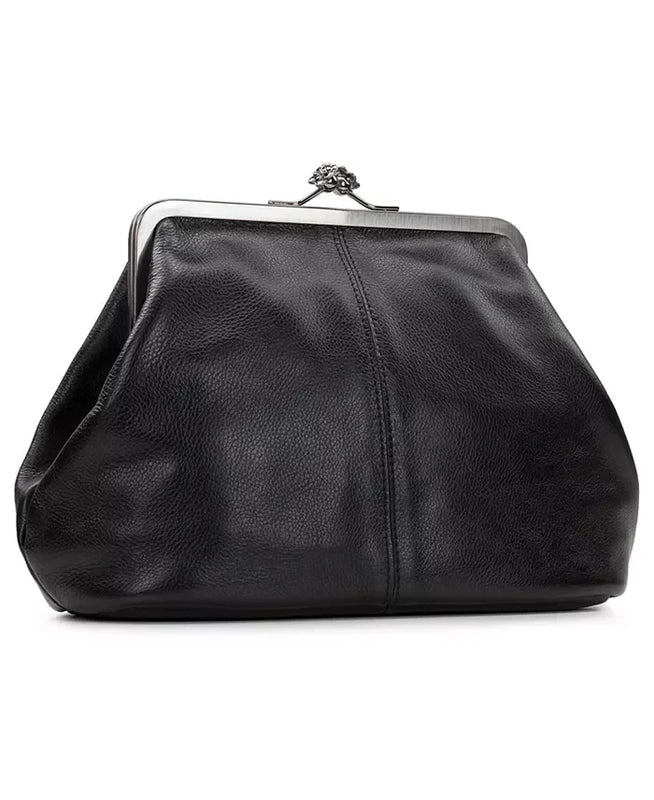 Genuine Leather Kiss-Lock Handbag — Timeless Everyday Purse for Women