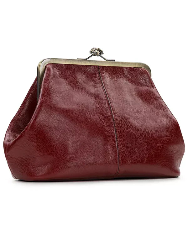 Genuine Leather Kiss-Lock Handbag — Timeless Everyday Purse for Women